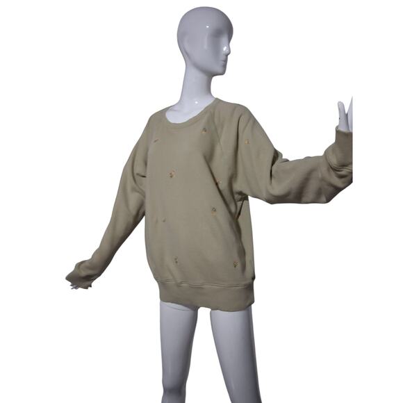 Aerie Floral Embroidered Women's size Medium Oversized Academia Prep Sweatshirt - Picture 5 of 9